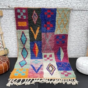 COLORFUL MOROCCAN RUG , Colorful Morrocan Rug, Berber Rug, Beniourain Rug, Sheep Wool Rug, Moroccan Area Rug , Handwoven Wool Rug 5x8ft