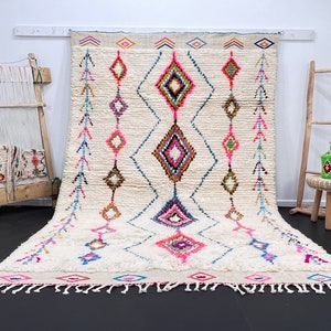 Tapis marocain authentique, tapis Azilal, tapis marocain Noué à la main - Tapis Beni ourain - tapis berbère entièrement en laine - Tapis personnalisé - tapis fait main