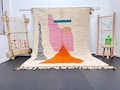 Custom Boujad Rug: Authentic Multicolored Moroccan Rug
