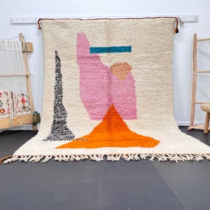Custom Boujad Rug: Authentic Multicolored Moroccan Rug