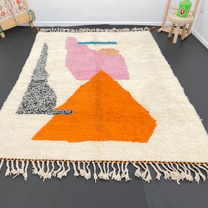 Tapis Boujad fabuleux personnalisé, tapis marocain authentique, tapis Azilal, tapis multicolore abstrait, tapis marocain fait à la main, tapis Boho image 7