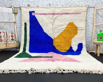 Handmade Wool Berber Rug: Abstract Tufted Moroccan Carpet