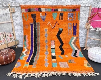 Handwoven Wool Moroccan Rug: Berber Bohemian Area Rug (6.3x8.5 ft)