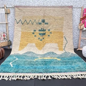 Moroccan Wool Rug, Handmade Rug, Beni Ourain Rug, colorful Moroccan Carpet , Tribal Berber Rug, Authentic Carpet, Tapis Marocain. 6.5x9.9 ft
