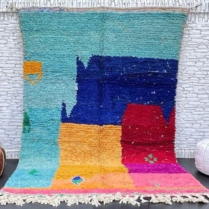Vintage Berber Boujad Rug: 5x7.8 ft, Handmade Moroccan Wool Carpet