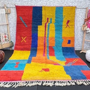 Colorful Berber Rug: Handmade Moroccan Boujaad Wool Area Rug (6.4x9.9 ft)