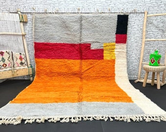 Benutzerdefinierter fabelhafter Boujad Teppich, Authentischer Marokkanischer Teppich, Azilal Teppich, Abstrakter Mehrfarbiger Teppich, Handgemachter Marokkanischer Teppich, Boho Teppich
