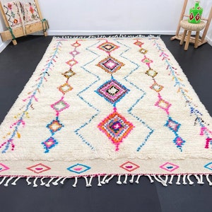 Tapis Boujad fabuleux personnalisé, tapis marocain authentique, tapis Azilal, tapis multicolore abstrait, tapis marocain fait à la main, tapis Boho image 6