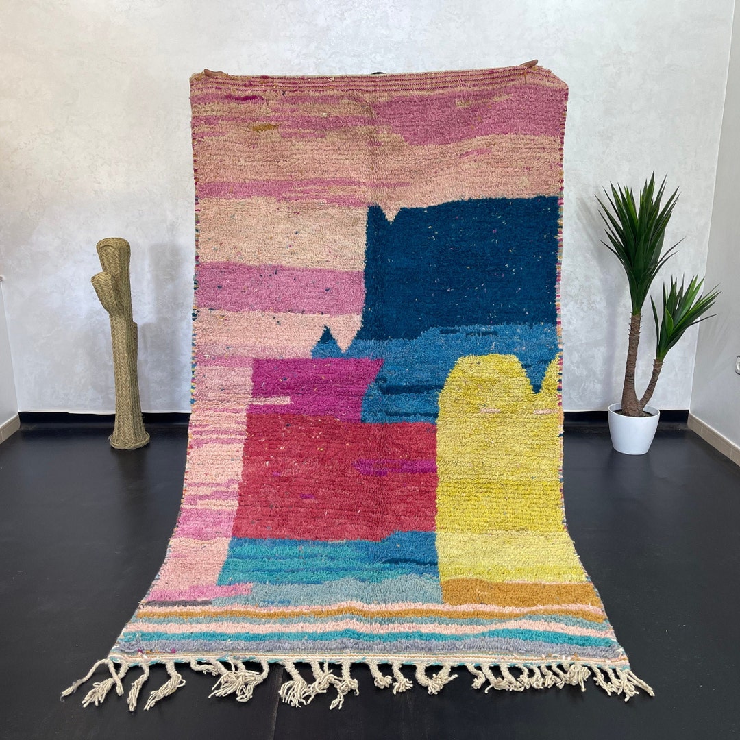 手作りベルベルブージャードラグ：本物のモロッコ羊毛カーペット（8.2