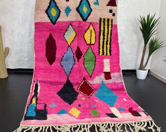 Handmade Berber Wool Rug: Vintage Moroccan Checkered Rug (9 x 5.3 ft)