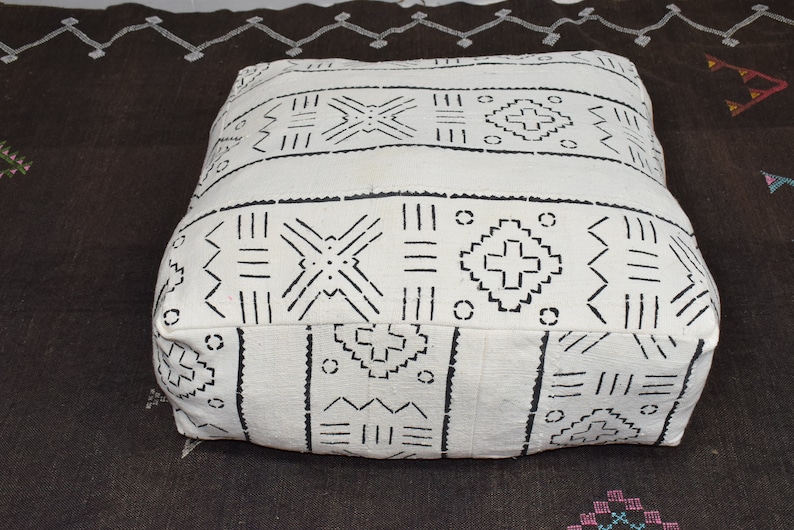 mudcloth fabric mudcloth pillow indigo mudcloth size 24 x 24x9 indigo Mudcloth Square Pouf Bean Bag Chair Ottoman African Mudcloth