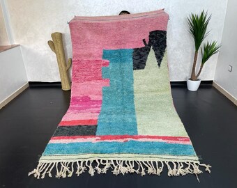 ヴィンテージ モロッコ ブジャド ラグ: 手織りベルベルウール