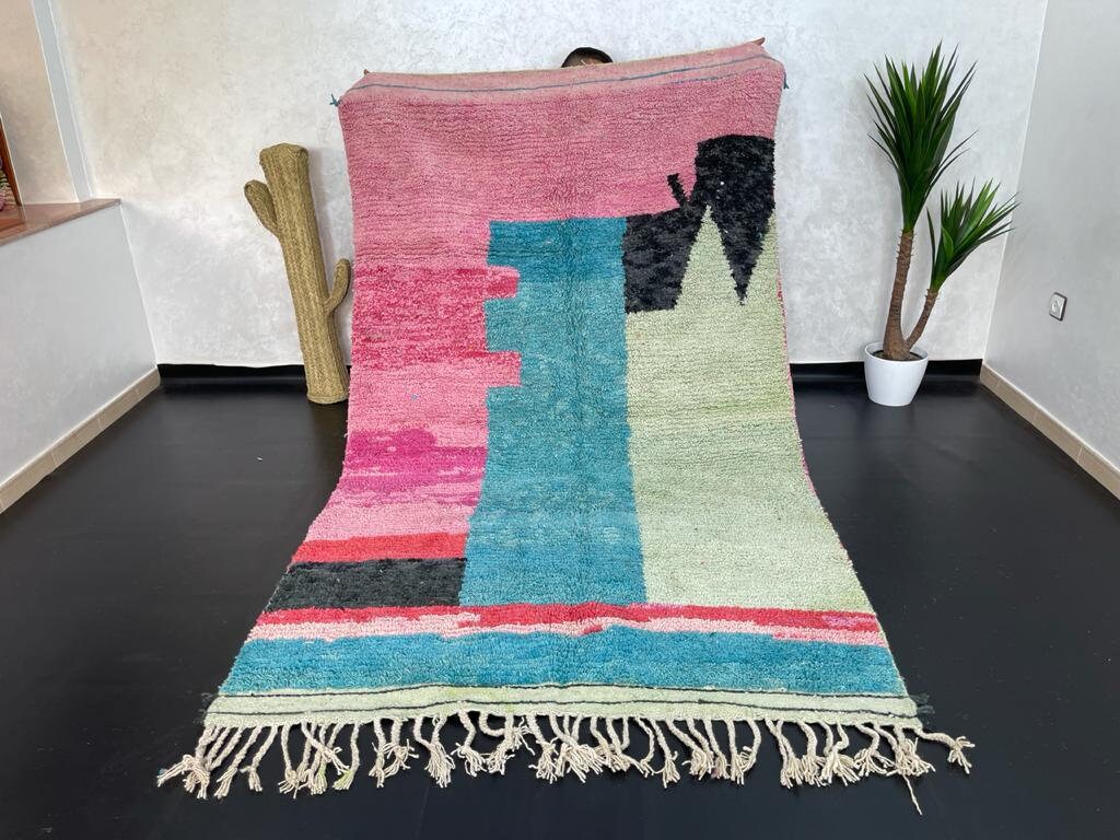 ヴィンテージ モロッコ ブジャド ラグ: 手織りベルベルウール