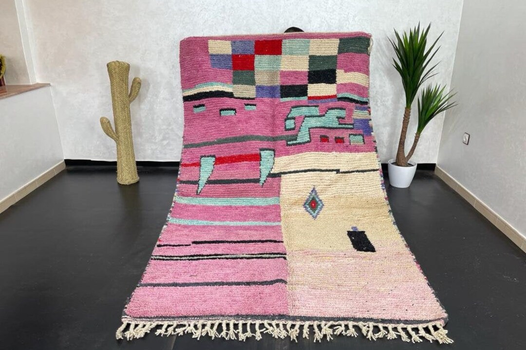 51cmx103cmモロッコ 手織り絨毯ヴィンテージ ラグ 51cmx103cmモロッコ