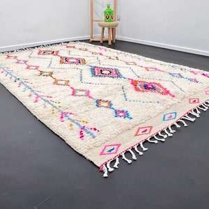 Tapis Boujad fabuleux personnalisé, tapis marocain authentique, tapis Azilal, tapis multicolore abstrait, tapis marocain fait à la main, tapis Boho image 8