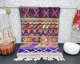 Handwoven Purple Berber Rug: Moroccan Abstract Rug (5.1x7.8ft)