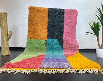 Handmade Wool Berber Rug: Authentic Moroccan Beni Ourain Style (8.2 x 5.3 Feet)