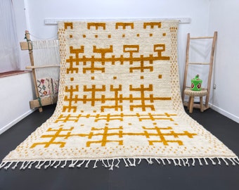 Authentischer marokkanischer Teppich - Marokkanischer handgemachter Teppich, Beni Ourain Stil Marokko Wolle Berber Teppich, moderner Teppich, handgewebter Teppich, Azilal Berber Stil