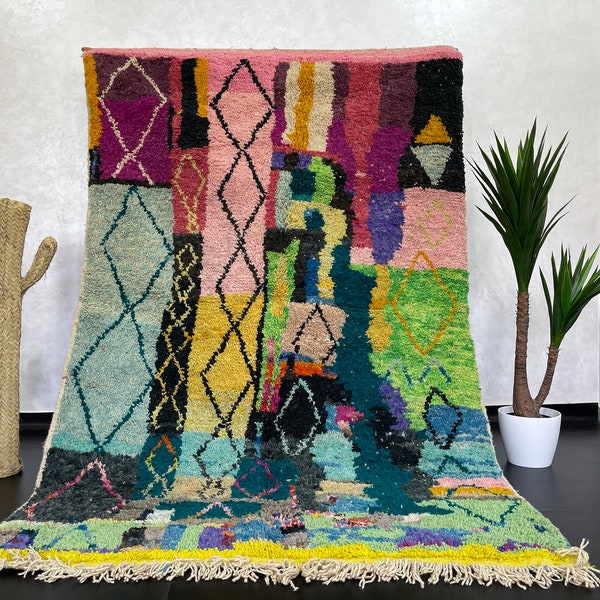 Amazing Boujaad rug , Vintage carpet , Moroccan handmade rug , Wool rug , Area rug beber teppich Alfombras maroques. Size:  8.3 X 5.3 Feet