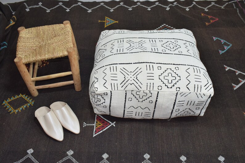 mudcloth fabric mudcloth pillow indigo mudcloth size 24 x 24x9 indigo Mudcloth Square Pouf Bean Bag Chair Ottoman African Mudcloth