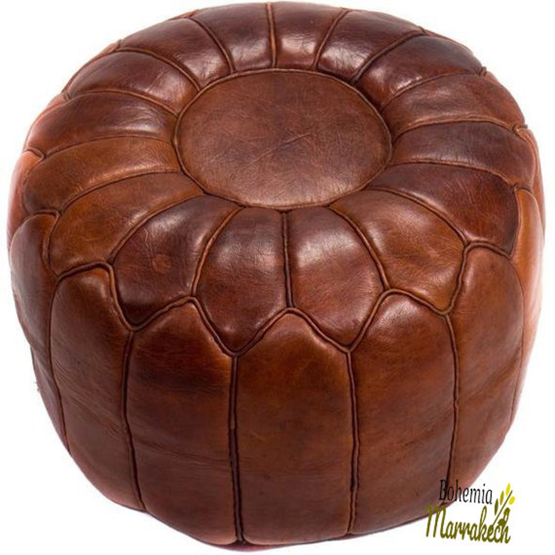 Pouf Luxury Pouf Brown Darker Leather Moroccan POUF Leather No - Etsy