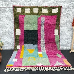 Stunning Boujaad Rug, Moroccan Area Rug, Beni Ourain Rug, New Design Handmade Rug,pink Morrocan Rug, Wool Moroccan Rug, Bohemian Rug 5x8.4ft