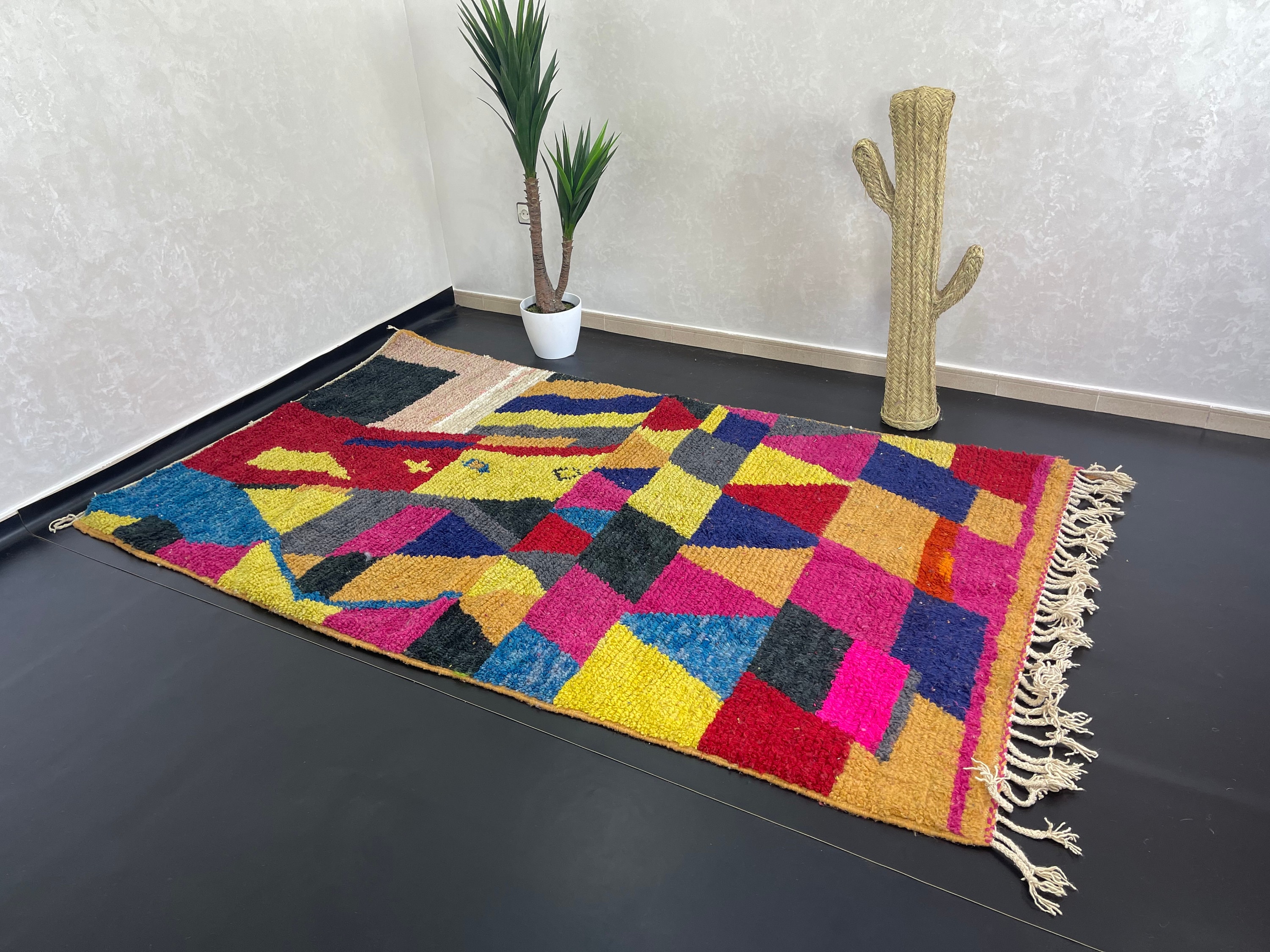 Moroccan Rug Green Color Shades Rug Bohemian Abstract Etsy