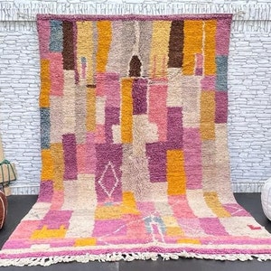 Handmade Pink Berber Rug: Moroccan Wool Rug (5.3x8.5ft)