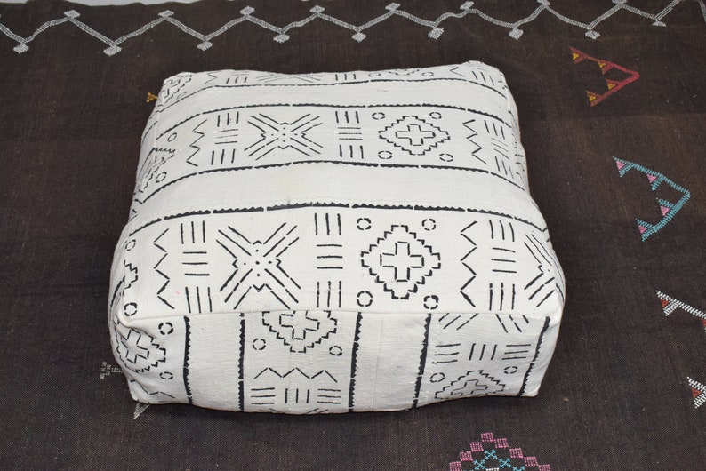 mudcloth fabric mudcloth pillow indigo mudcloth size 24 x 24x9 indigo Mudcloth Square Pouf Bean Bag Chair Ottoman African Mudcloth