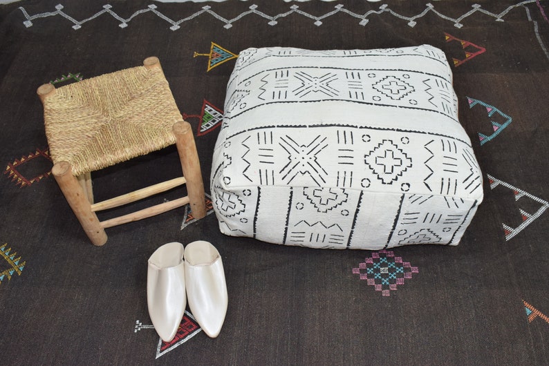 mudcloth fabric mudcloth pillow indigo mudcloth size 24 x 24x9 indigo Mudcloth Square Pouf Bean Bag Chair Ottoman African Mudcloth