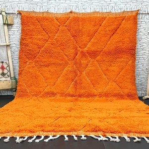 Orange Moroccan Shag Rug: Vibrant Diamond Berber Rug