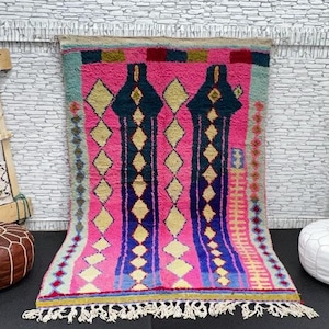 Vintage Berber Rug: Handmade Moroccan Wool Rug, 5x7.6 ft