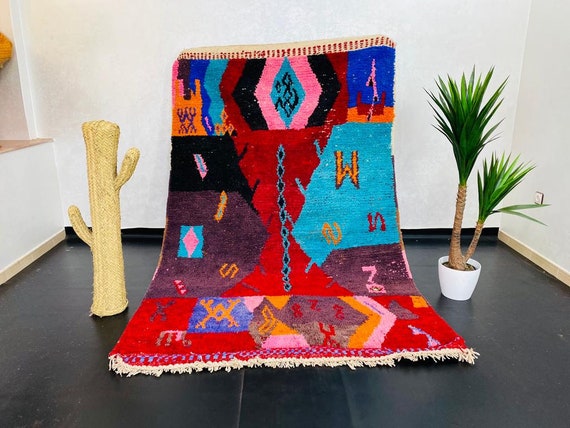 Grand Tapis Berbère Marocain Vintage - 7x10.3 Ft - Laine - Motifs Boho
