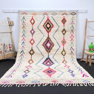 Tapis Boujad fabuleux personnalisé, tapis marocain authentique, tapis Azilal, tapis multicolore abstrait, tapis marocain fait à la main, tapis Boho image 3