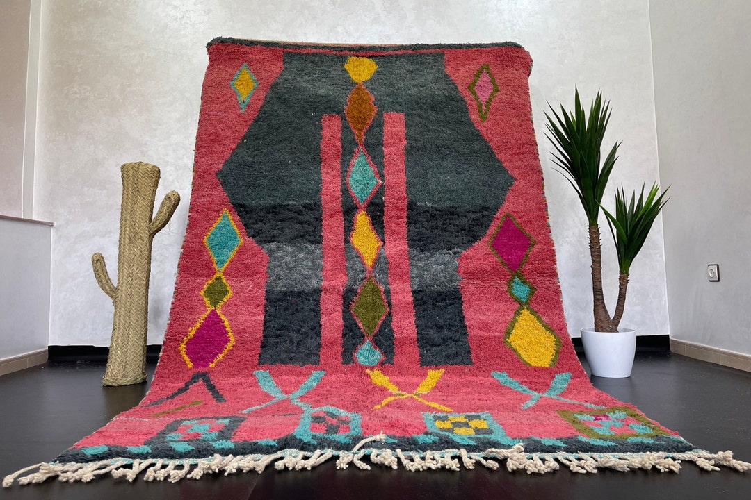 Tribal Moroccan Rug, Boujaad Authentic Rug, Berber Rug, Handmade Rug ...