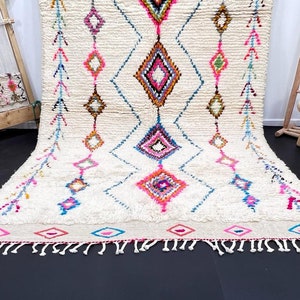 Tapis Boujad fabuleux personnalisé, tapis marocain authentique, tapis Azilal, tapis multicolore abstrait, tapis marocain fait à la main, tapis Boho image 5