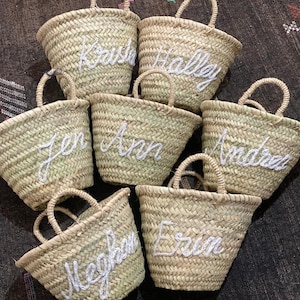 Personalized straw moroccan basket,bridal shower bags,customized straw bags,custom beach bag,straw tote,embroidered bags image 4