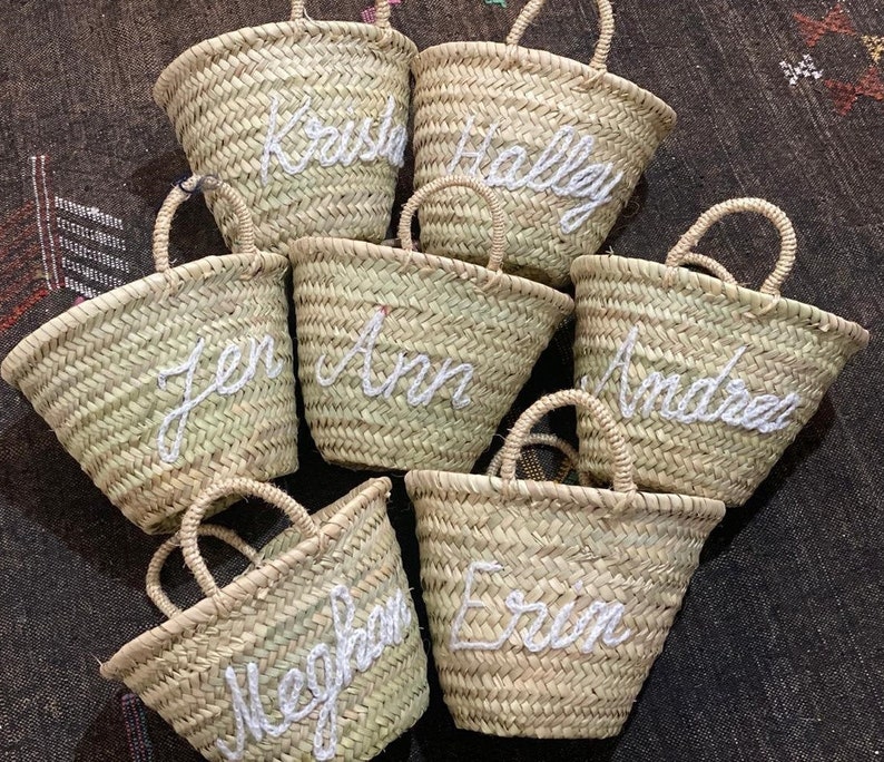 Personalized straw moroccan basket,bridal shower bags,customized straw bags,custom beach bag,straw tote,embroidered bags image 4