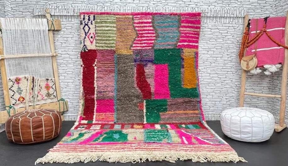 Tapis Berbère Marocain – 5,2x8 Ft – Laine Tissée Main – Multicolore – Boho