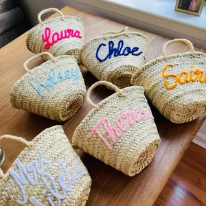 Wedding gift Personalized straw moroccan basket,bridal shower bags,customized straw bags,custom beach bag,straw tote,embroidered bags