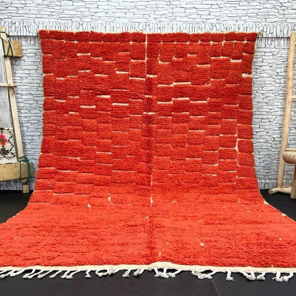 Orange rug - Moroccan Orange rug - Beni ourain Orange rug - wool berber rug - Custom rug - handmade rug - Genuine lamb wool - Orange carpet
