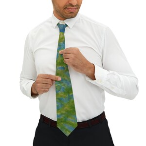 Green & Blue Aqueous Art Necktie