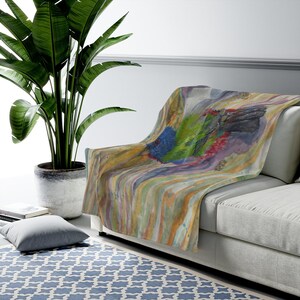 Painted Bunting Watercolor Art Velveteen Plush Blanket