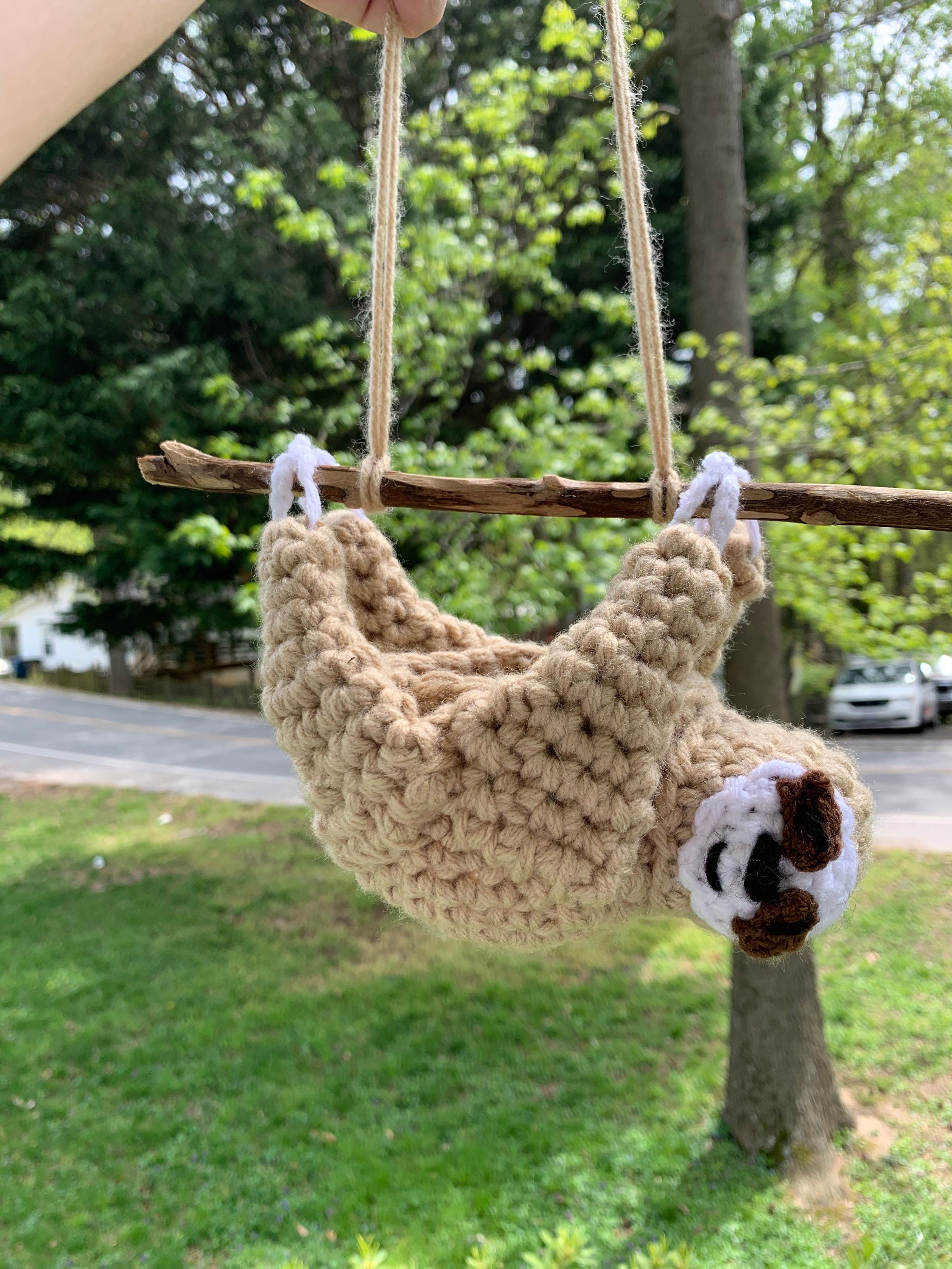 Crochet hanging sloth planter. Etsy