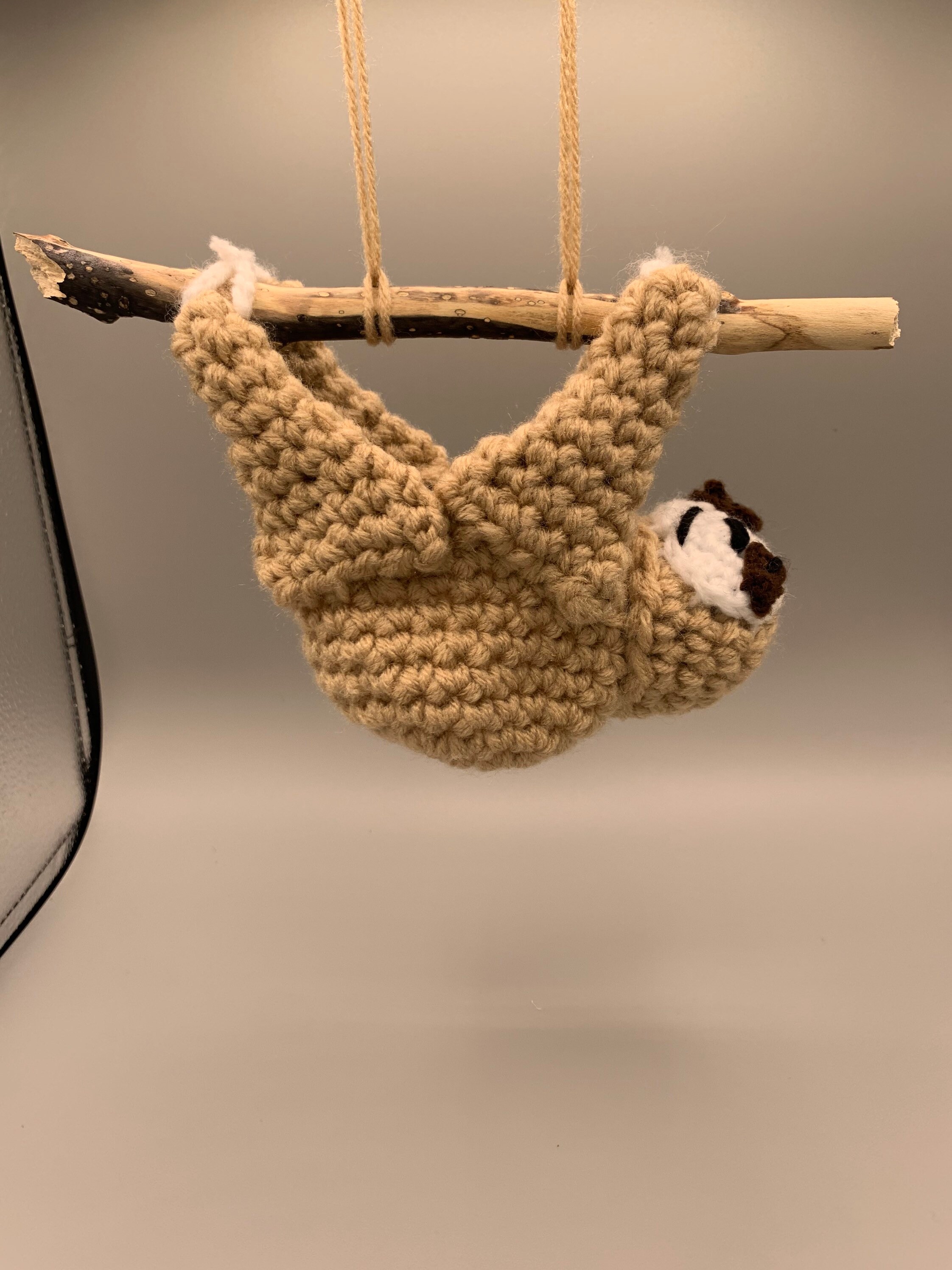 Crochet hanging sloth planter. | Etsy