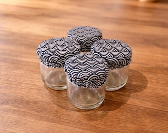 Juego de 4 vasos de yogur de 5-6 cm o 7-8 cm de diámetro, ondas azul marino