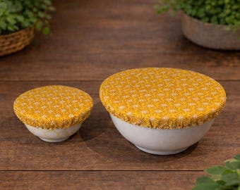 Charlotte para plato, funda de comida, cero residuos, patrón geométrico amarillo