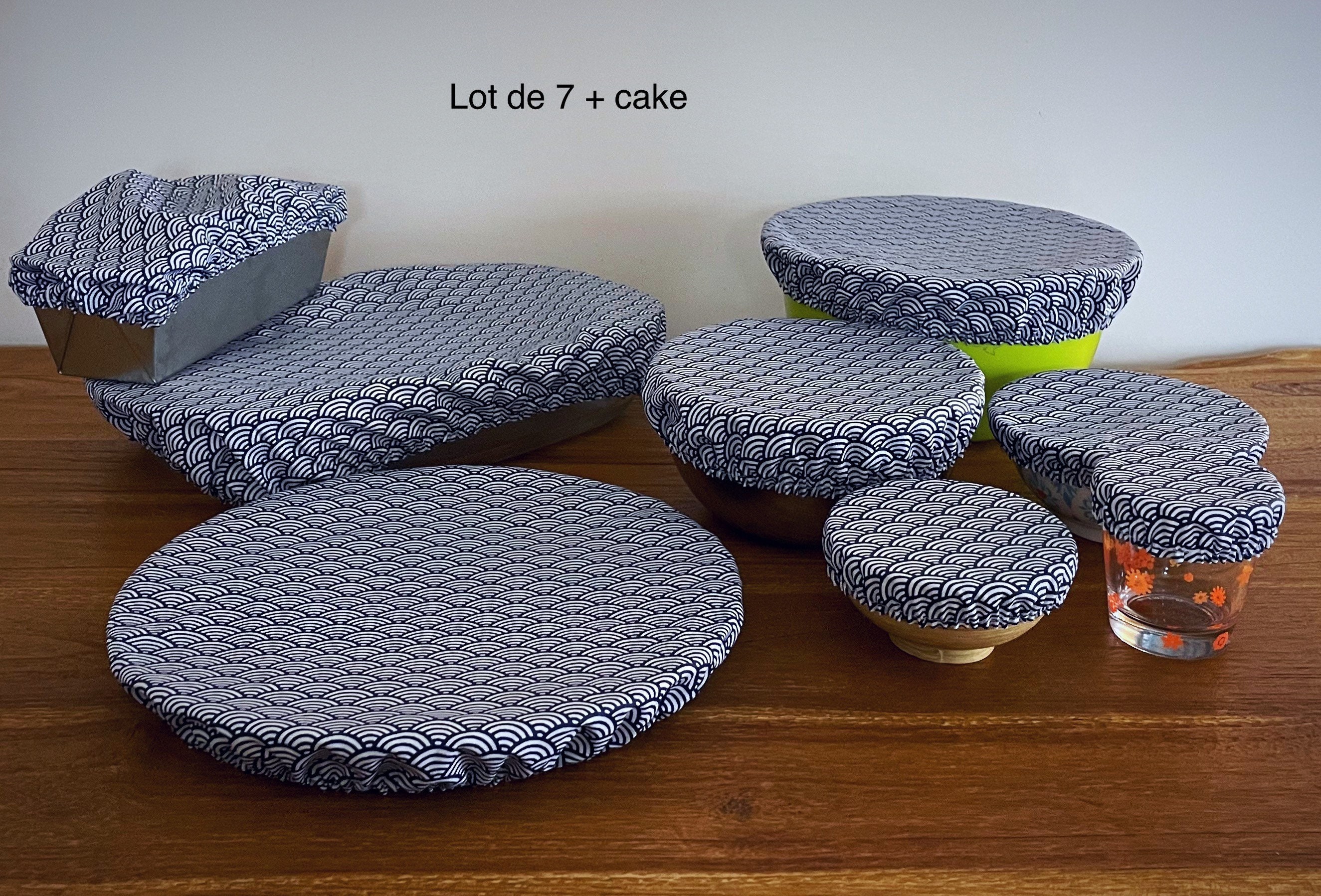 Lot de 3, 6 ou 7 Charlottes Pour Plat , Zéro Déchet Sushi Bleu Marine