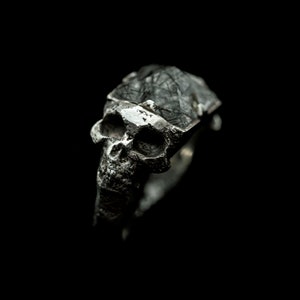 skulls and tourmaline quartz ring