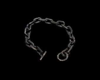 heavy raw silver chain bracelet